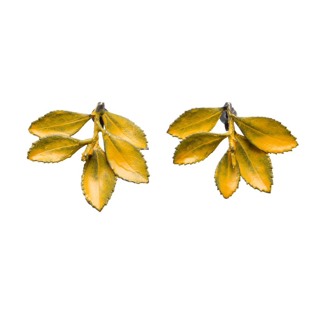 Brincos Ruber Folium Nigium Amarelos